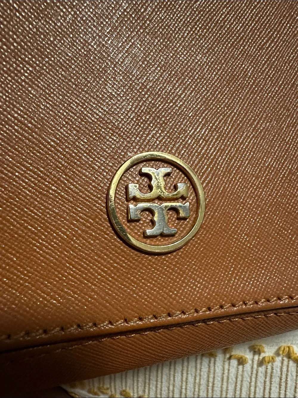 Tory Burch Tan Leather Crossbody with Gold Chain Strap